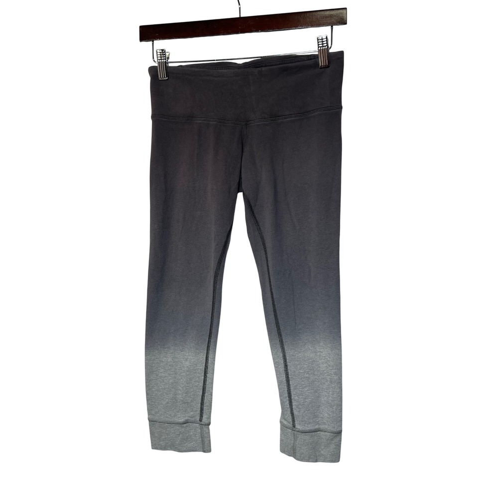 Lululemon Womens Leggings Ombre Cropped 4 Grey Gradient Ruched Yoga Pants Capris